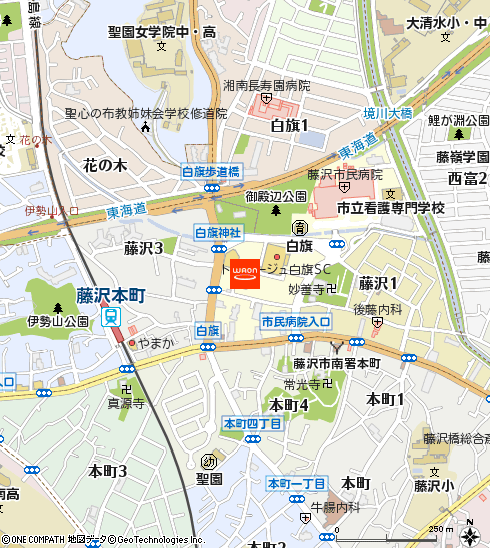 ピーコックストア藤沢トレアージュ白旗店付近の地図